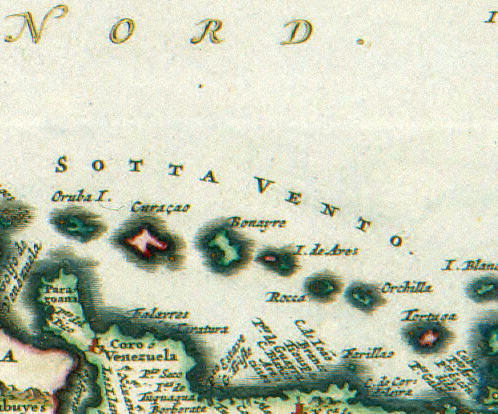 Alte Karte der Niederländischen Antillen